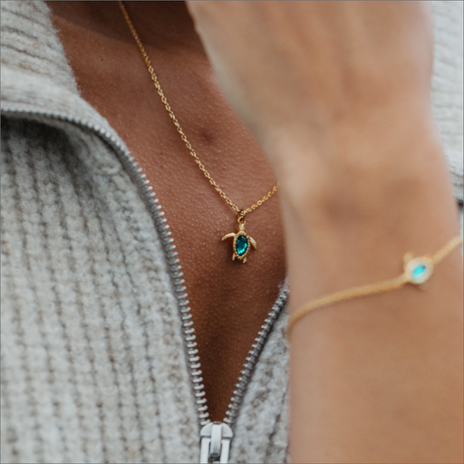 Paul Hewitt Turtle Mono Halskette Aquamarine Gold Sonderangebot der Fabrik