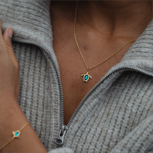 Paul Hewitt Turtle Mono Halskette Aquamarine Gold Sonderangebot der Fabrik