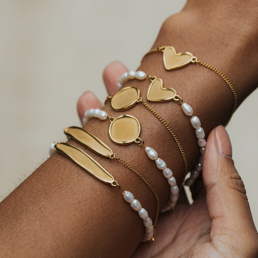Paul Hewitt Engravable Heart Pearl Armkette Gold Angebote