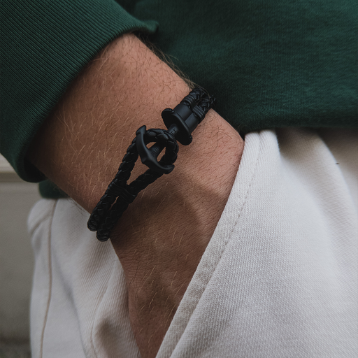 Paul Hewitt Ankerarmband Phrep Schwarz Leder Schwarz Black Friday