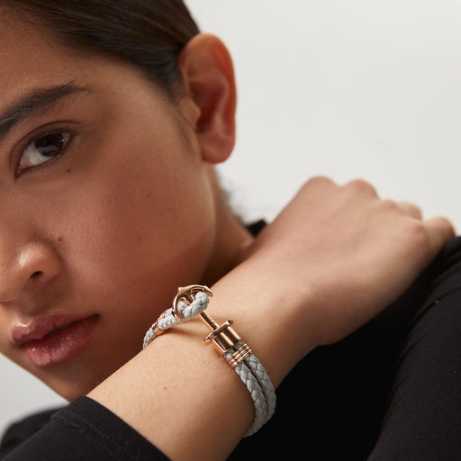 Paul Hewitt Ankerarmband Phrep Roségold Leder Grau Osterangebot