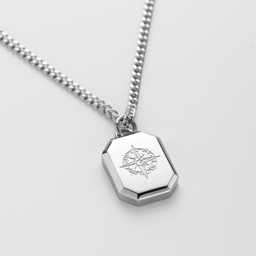 Paul Hewitt Men's Octagonal Halskette Windrose Silber Große Rabatte