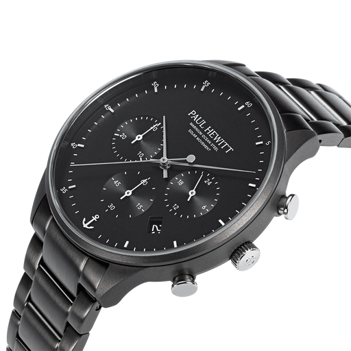 Paul Hewitt Chrono Uhr Gun Metal Schwarz Tiefpreis