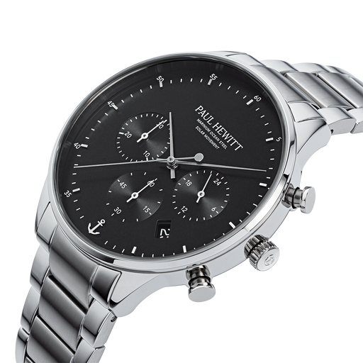Paul Hewitt Chrono Uhr Silber Schwarz Super Sparpreis