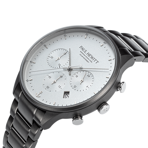 Paul Hewitt Chrono Uhr Gun Metal Weiß Begrenzte Freigabe