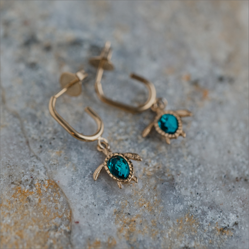 Paul Hewitt Turtle Hoops Ohrring Aquamarine Gold Tiefpreis