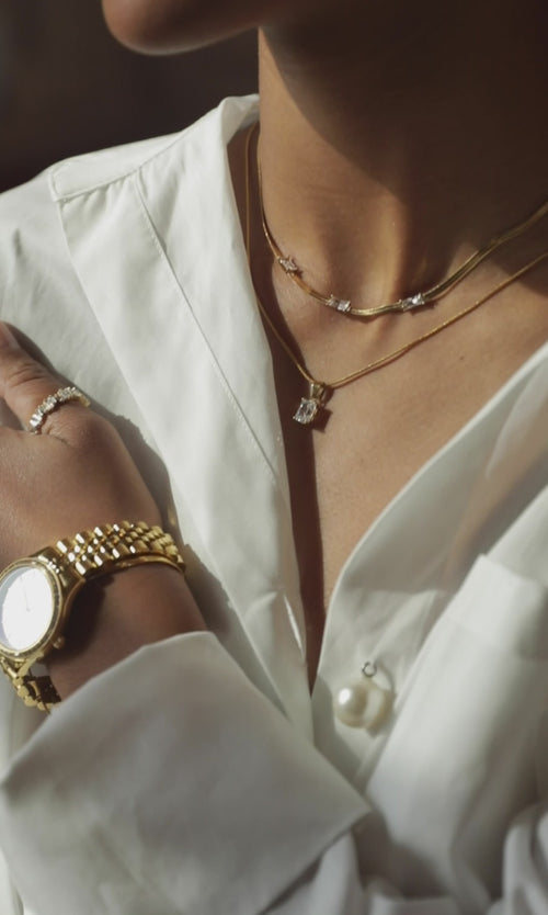Paul Valentine Baguette Stone Necklace Neueste Stile