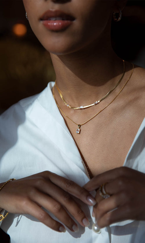 Paul Valentine Baguette Stone Necklace Neueste Stile