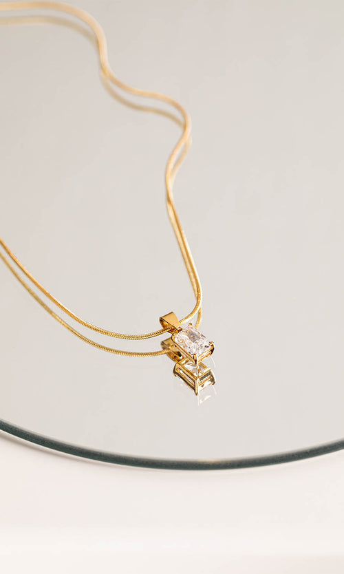 Paul Valentine Baguette Stone Necklace Neueste Stile