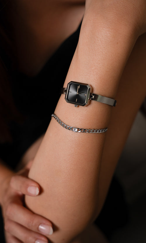 Paul Valentine Ethereal Watch & Curb Bracelet Set Silver Nur noch ein Tag übrig