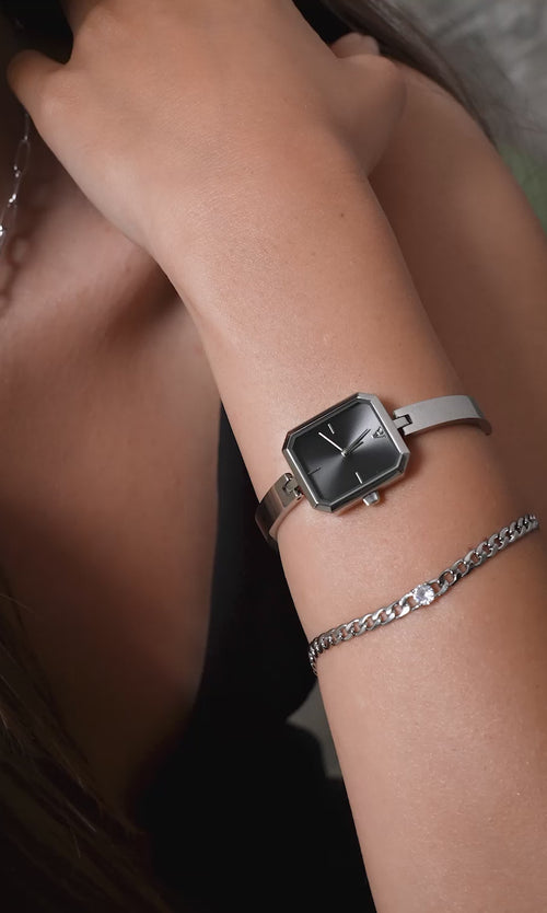 Paul Valentine Ethereal Watch & Curb Bracelet Set Silver Nur noch ein Tag übrig