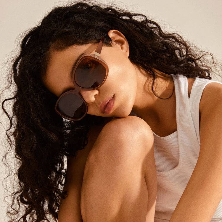 Pilgrim PARKER Retro-Oversized-Sonnenbrille, Hellbraun Jubiläumsangebot