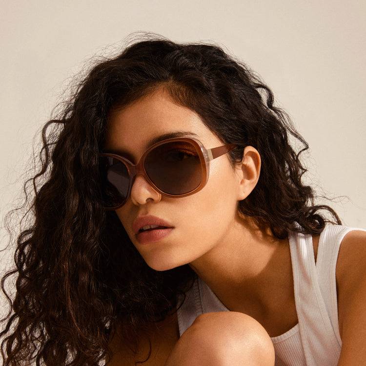 Pilgrim PARKER Retro-Oversized-Sonnenbrille, Hellbraun Jubiläumsangebot