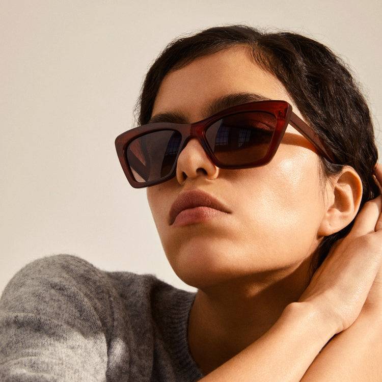 Pilgrim DAKOTA eckige Cat-Eye-Sonnenbrille braun Top Angebot