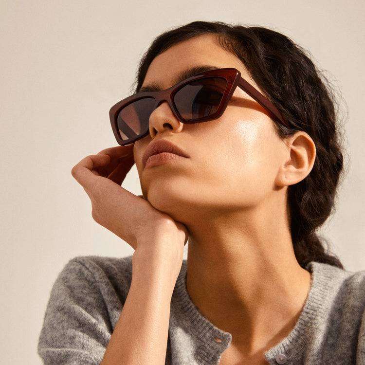 Pilgrim DAKOTA eckige Cat-Eye-Sonnenbrille braun Top Angebot