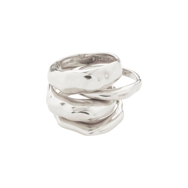 Pilgrim ASHER recycelte Ringe 4-in-1-Set versilbert Sonderangebote