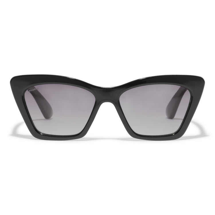 Pilgrim DAKOTA eckige Cat-Eye-Sonnenbrille schwarz Große Rabatte