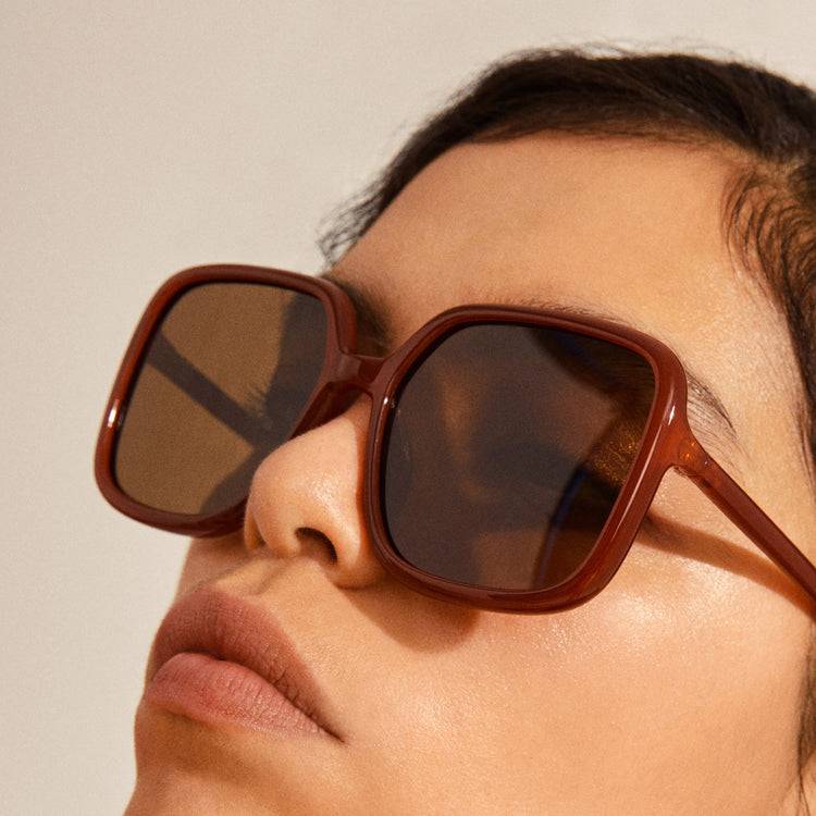 Pilgrim MILAN oversized Retro-Sonnenbrille braun Räumungsverkauf