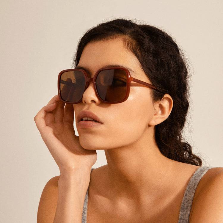 Pilgrim MILAN oversized Retro-Sonnenbrille braun Räumungsverkauf