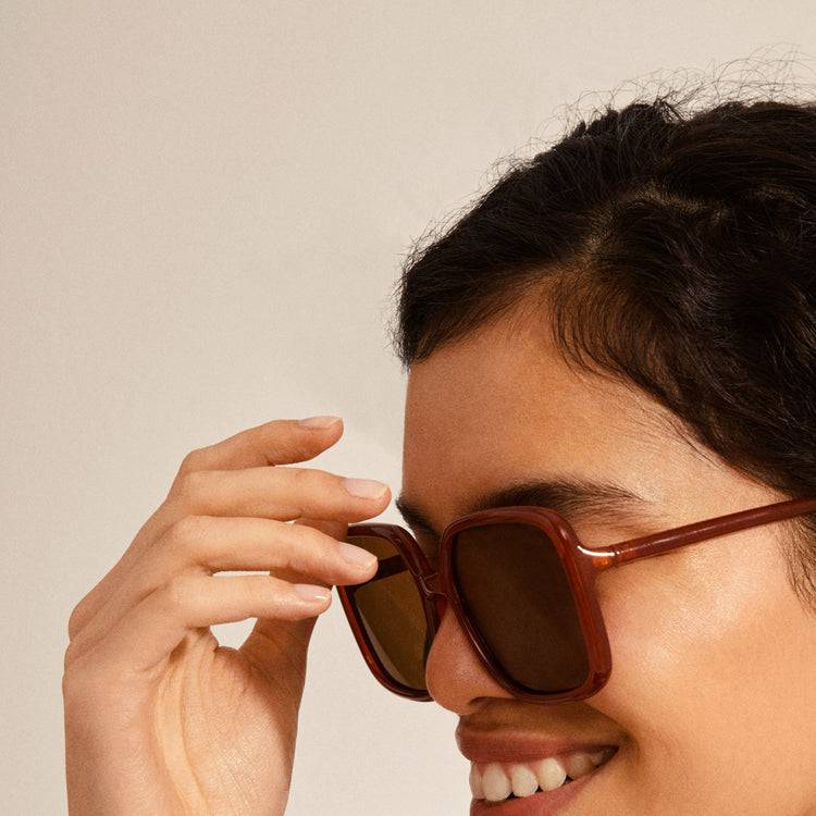 Pilgrim MILAN oversized Retro-Sonnenbrille braun Räumungsverkauf