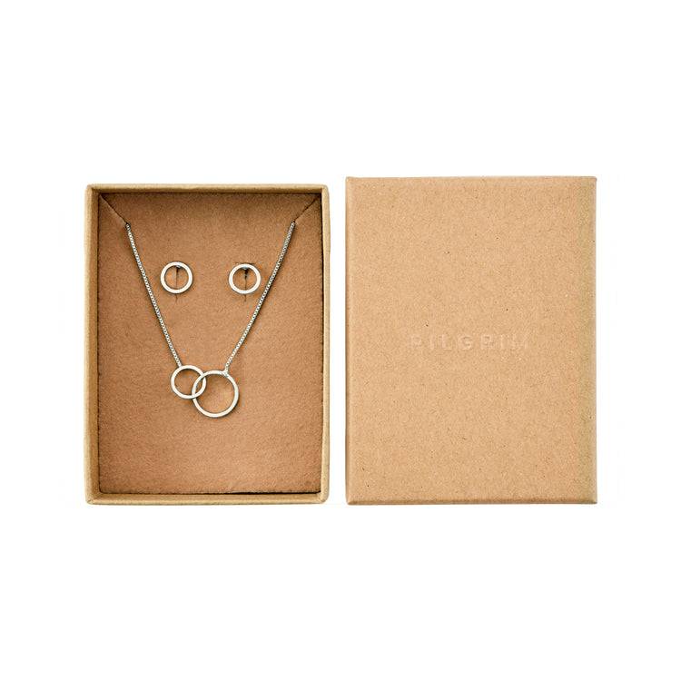 Pilgrim Viviane recyceltes Set, Halskette & Ohrstecker, versilbert Bis zu 65% Rabatt