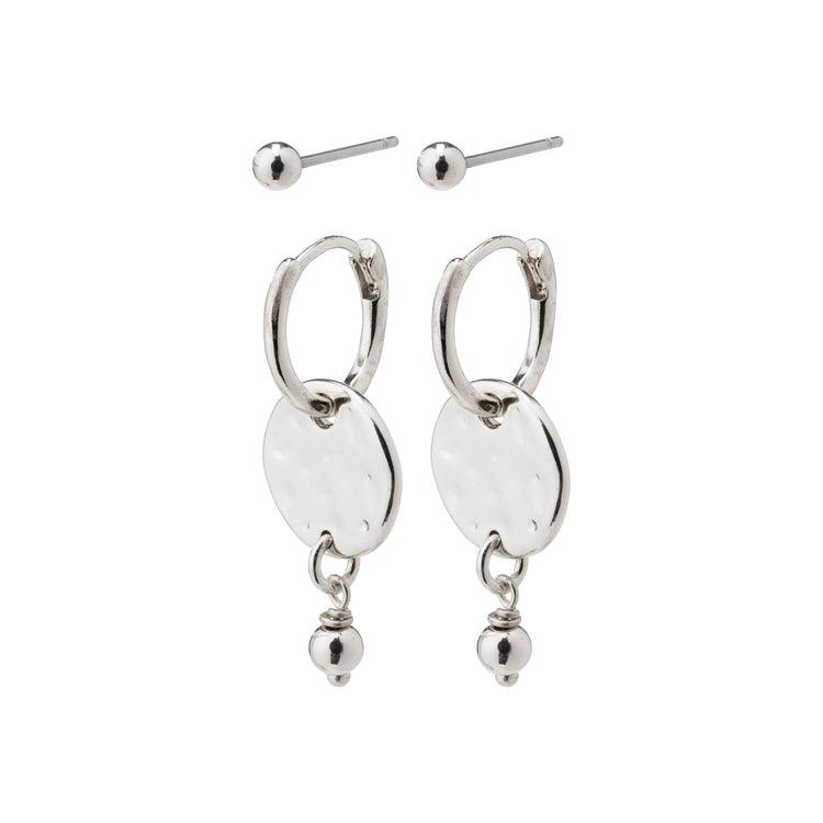 Pilgrim MSF Geschenkset, Münz-Hoops & Ohrstecker, versilbert Fabrikladen
