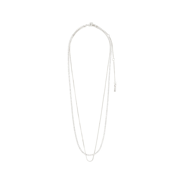 Pilgrim MILLE Kristall-Halskette, 2-in-1, versilbert zollfrei