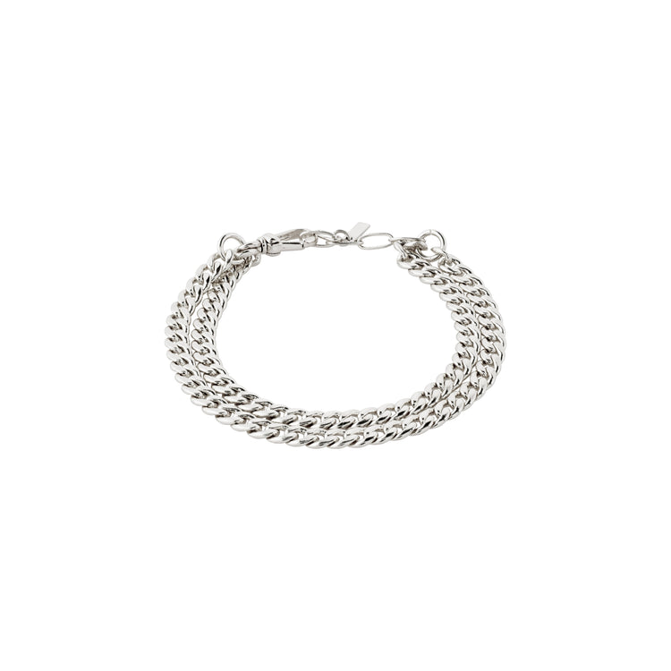 Pilgrim BLOSSOM recyceltes Panzerketten-Armband, 2-in-1, versilbert
