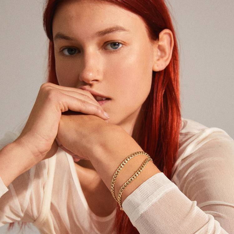 Pilgrim BLOSSOM recyceltes Panzerketten-Armband, 2-in-1, vergoldet Große Rabatte