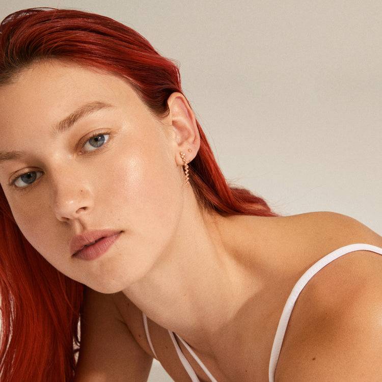 Pilgrim JOLENE recycelte Kettenohrringe 2-in-1, mit Roségold platt Outlet