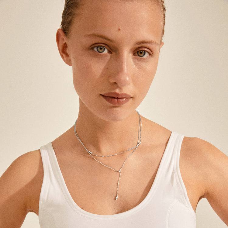 Pilgrim KAMARI recycelte chain Halskette m. Kristallen, versilbert Top Angebot