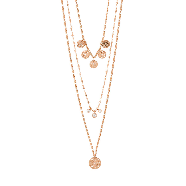 Pilgrim CAROL layered Halskette, 3 in einem mit roségold plattiert
