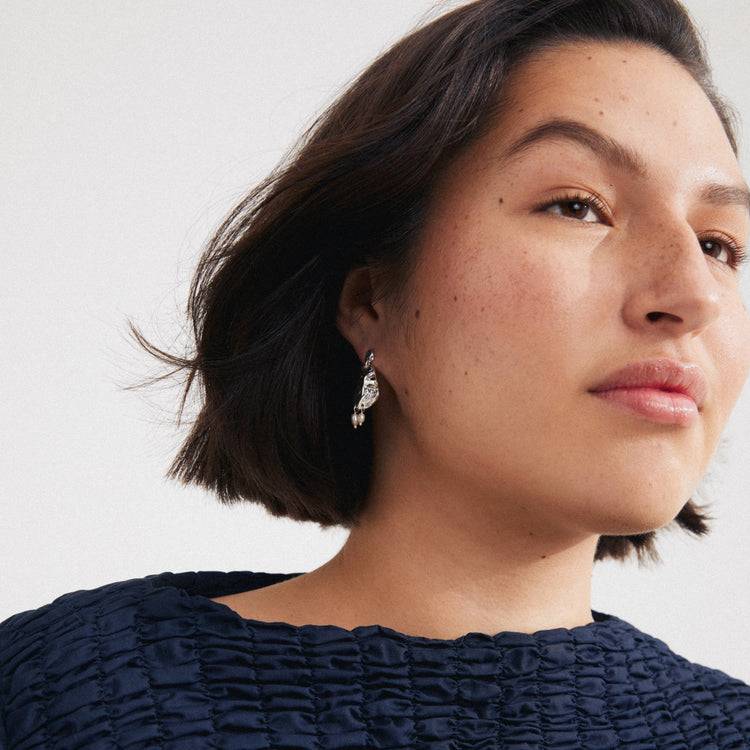 Pilgrim BLOOM recycelte Ohrringe, Weiß/Versilbert Cyber Monday