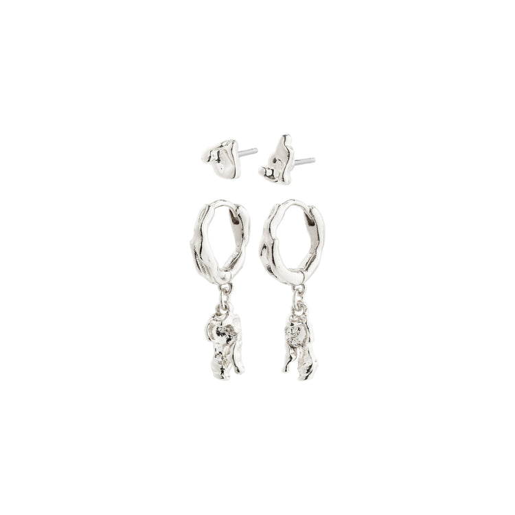 Pilgrim SEA recycelte Ohrringe, 2-in-1 Set, versilbert Vatertagsangebot