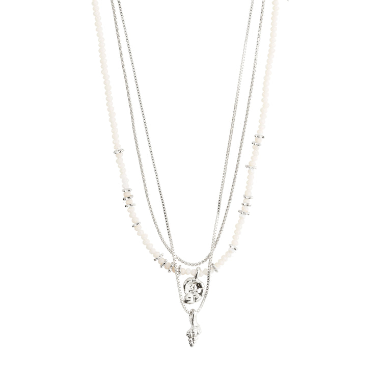 Pilgrim SEA Halskette, 3-in-1 Set, Weiß/Versilbert Zeitlich begrenztes Angebot