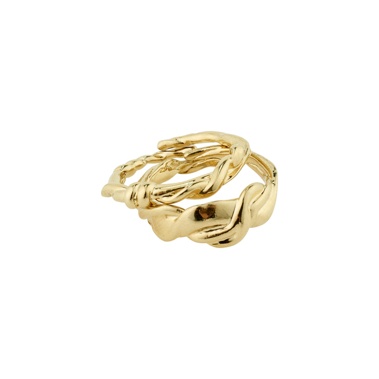 Pilgrim SUN recycelte Ringe, 2-in-1-Set, vergoldet Riesige Rabatte