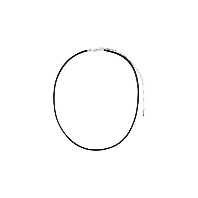 Pilgrim CHARM Lederband-Halskette, schwarz/versilbert Clearance-Verkauf