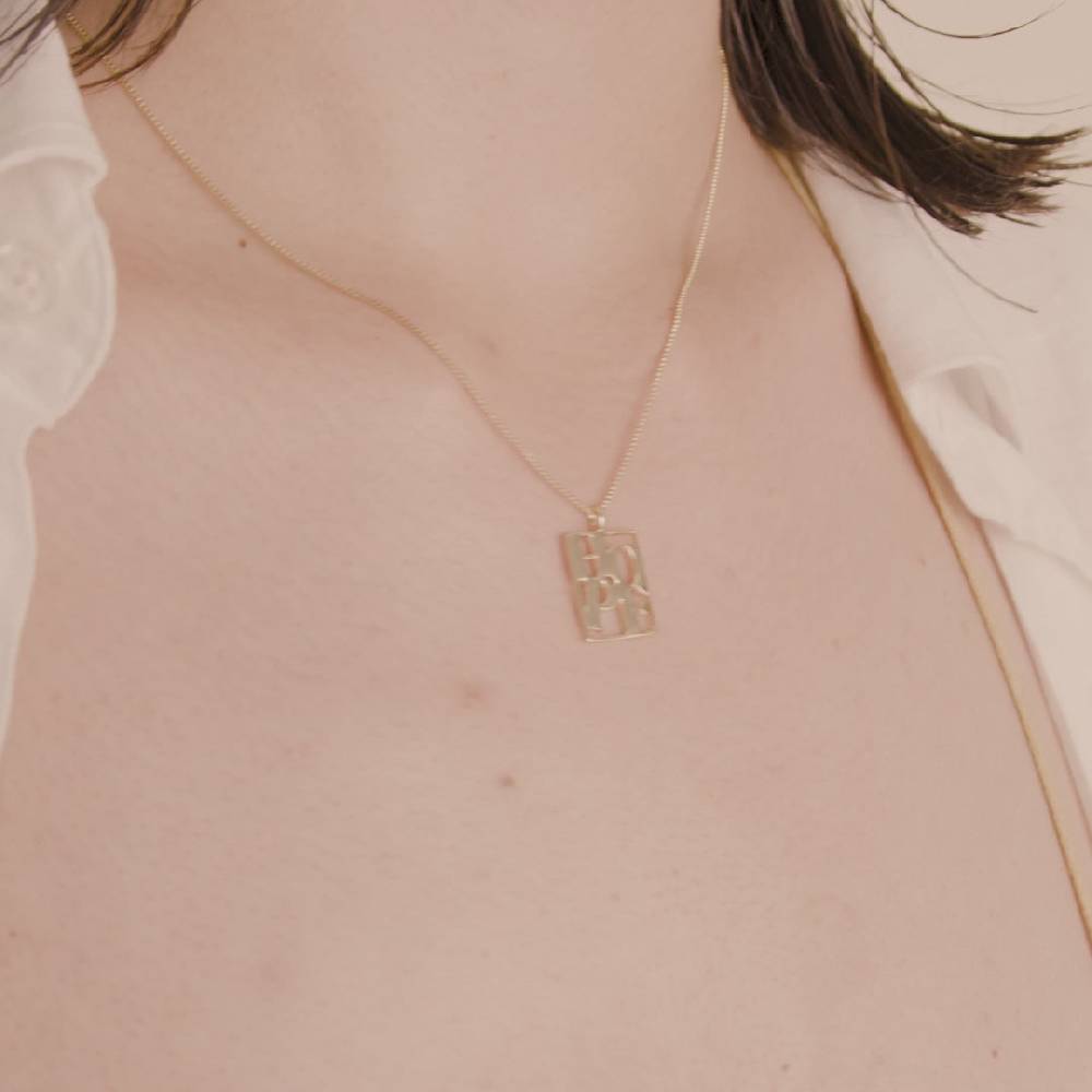 Pilgrim LOVE TAG, recycelte HOPE Halskette vergoldet Neueste Stile