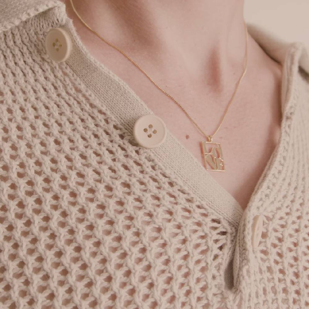 Pilgrim LOVE TAG, recycelte LOVE Halskette vergoldet Sonderangebot der Fabrik