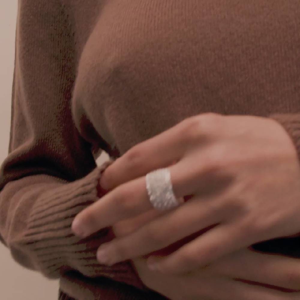 Pilgrim ASPEN recycelte Kristall Ring versilbert Speichern exportieren