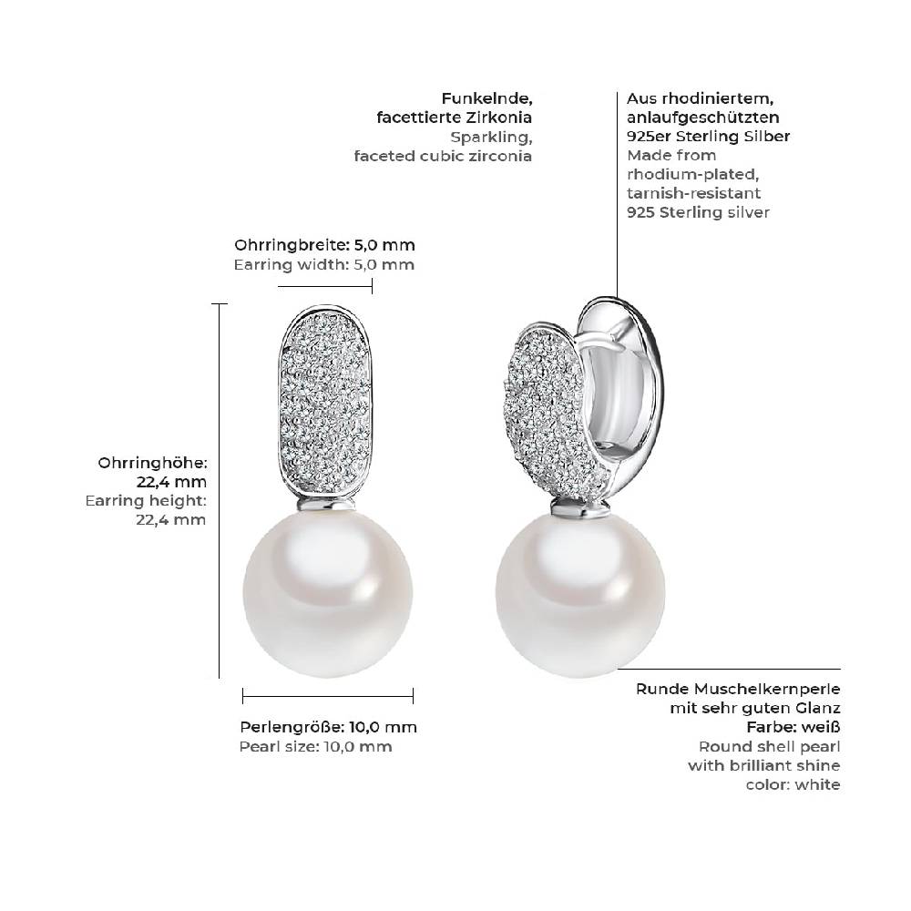 Rafaela Donata Ohrhänger Sterling Silber Südsee-Muschelkernperle weiß Zirkonia weiß Begrenztes Angebot