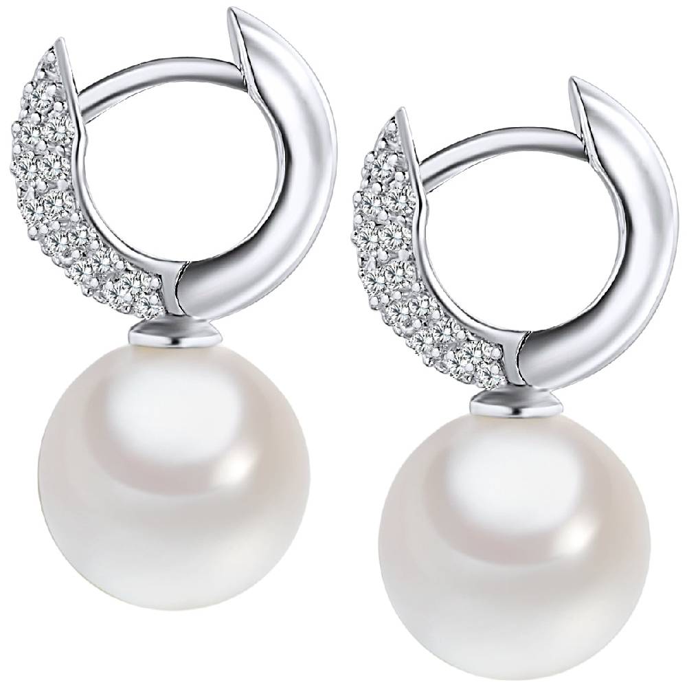 Rafaela Donata Ohrhänger Sterling Silber Südsee-Muschelkernperle weiß Zirkonia weiß Begrenztes Angebot
