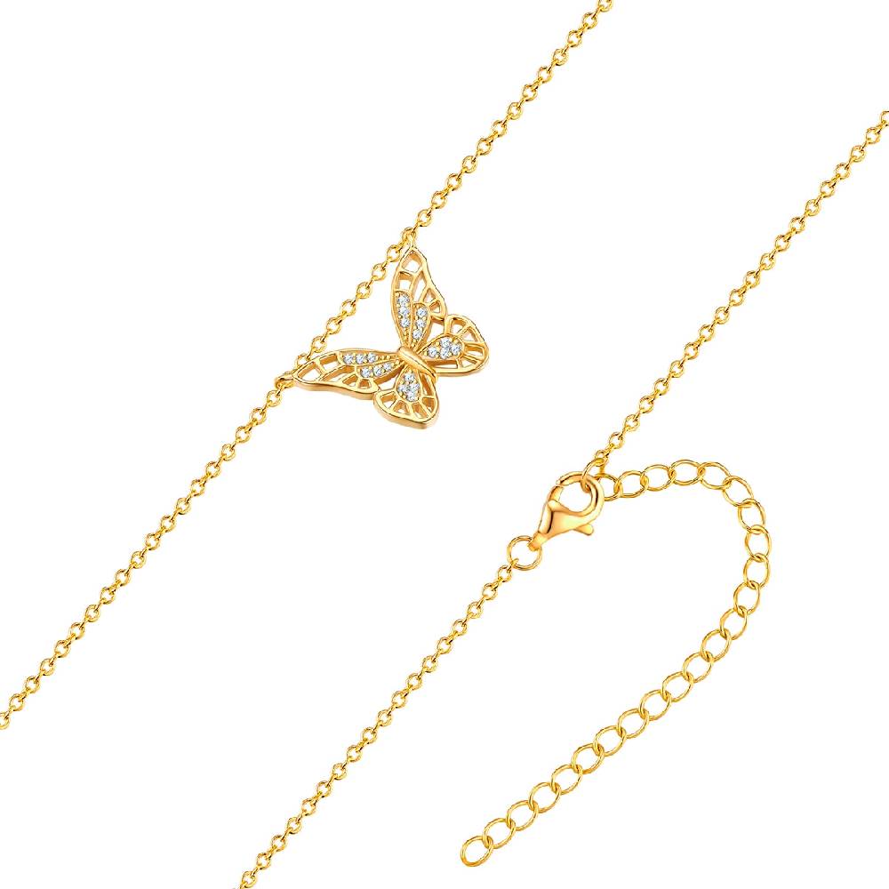 Rafaela Donata Kette mit Anhänger Sterling Silber gelbgold Zirkonia weiß Preisnachlass