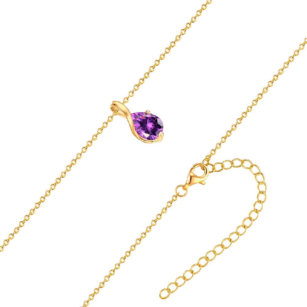 Rafaela Donata Kette mit Anhänger Sterling Silber gelbgold Zirkonia violett Muttertagsangebot
