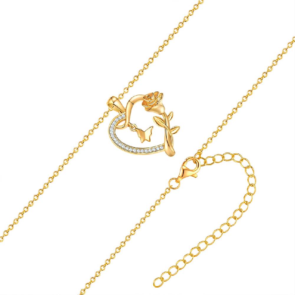 Rafaela Donata Kette mit Anhänger Sterling Silber gelbgold Zirkonia weiß Vatertagsangebot