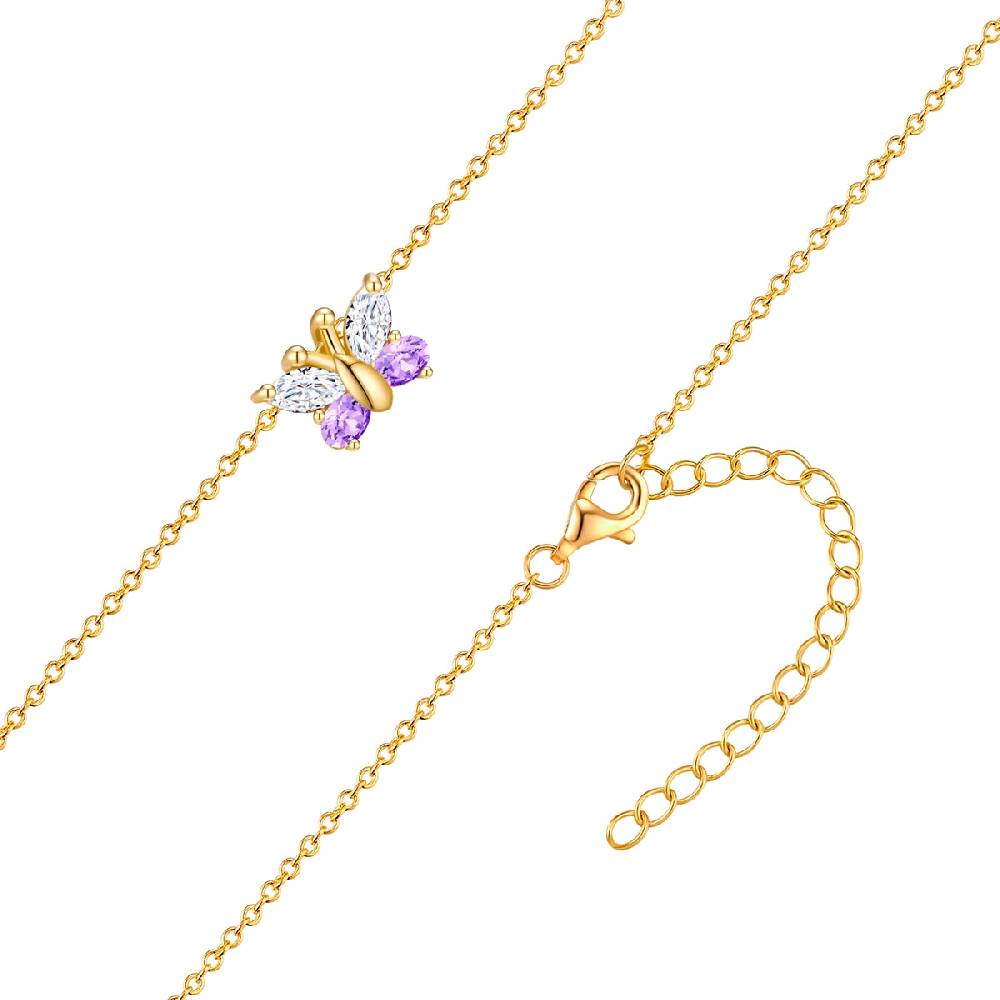 Rafaela Donata Kett mit Anhänger Sterling Silber gelbgold Zirkonia weiß violett Blitzangebot