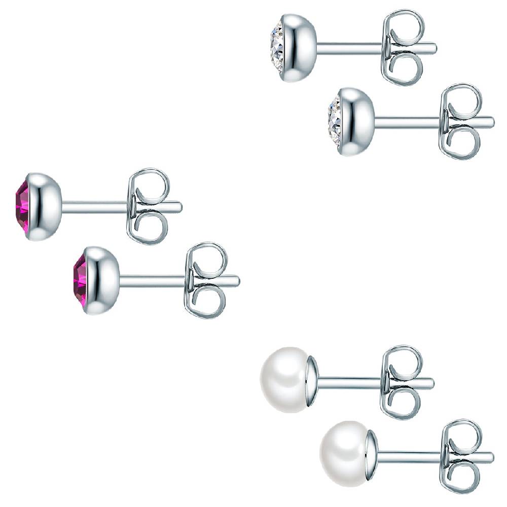 Rafaela Donata 3er Set Ohrstecker Sterling Silber Süßwasser-Zuchtperle weiß verziert mit Kristallen von Swarovski® Hotsell