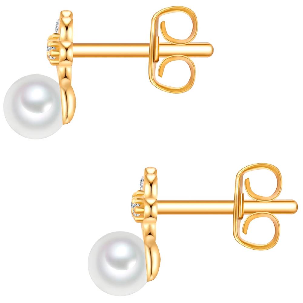 Rafaela Donata Ohrstecker Sterling Silber gelbgold Perle (synth.) weiß Kostenlose Rückgabe