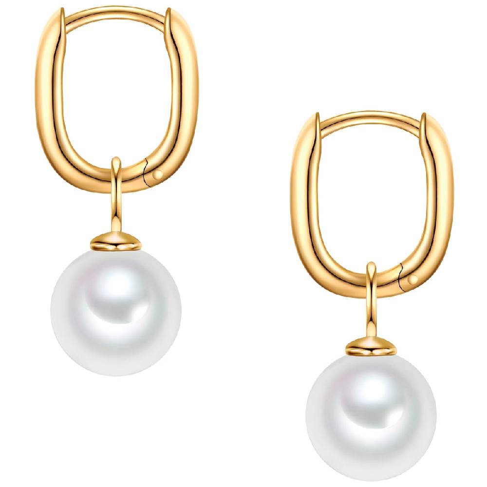 Rafaela Donata Creolen Sterling Silber gelbgold Zirkonia weiß Muschelkernperle weiß Neuheiten