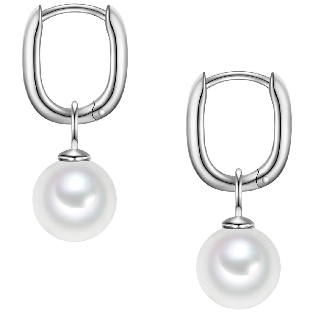 Rafaela Donata Creolen Sterling Silber Zirkonia weiß Muschelkernperle weiß Bestseller